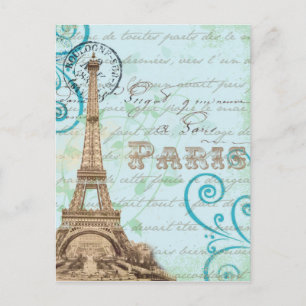 Paris  Frans Schrijven Aqua Briefkaart