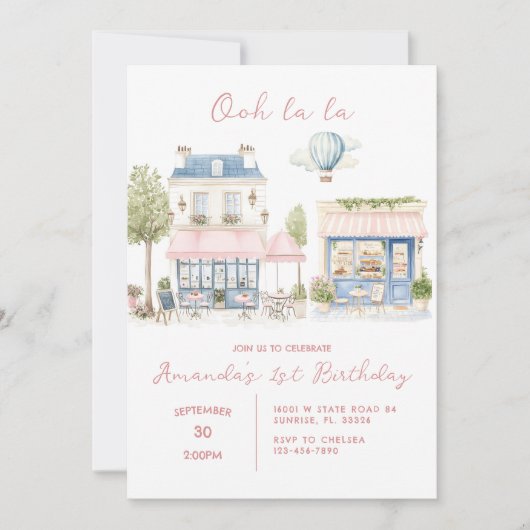 Paris Franse Cafe Tea Party Meisje Verjaardag Kaart (Voorkant)
