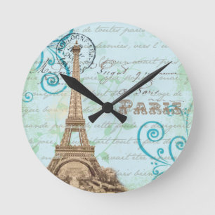 Paris  Franstalige schrijfmachine Aqua Clock Ronde Klok