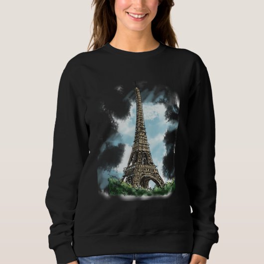 Paris French Eiffel Tower European French Blue Sky Trui (Voorkant)