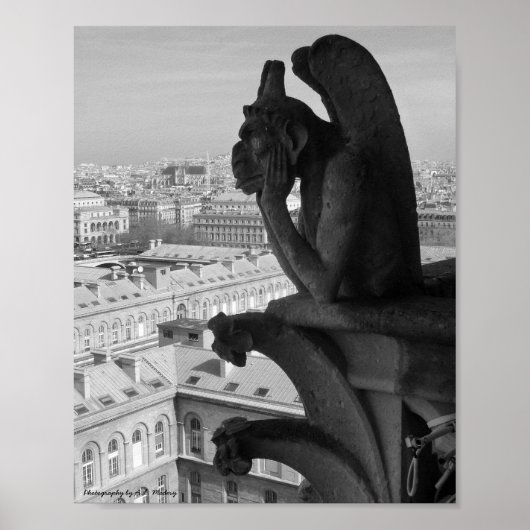 Paris Gargoyle B&W Poster (Voorkant)