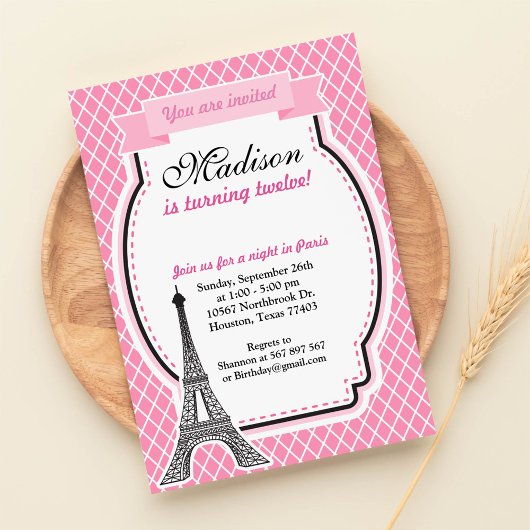 Paris Glamor Girl Anniversaire Fête Invitation