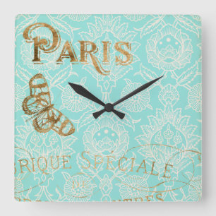  Paris Gold Design Vierkante Klok