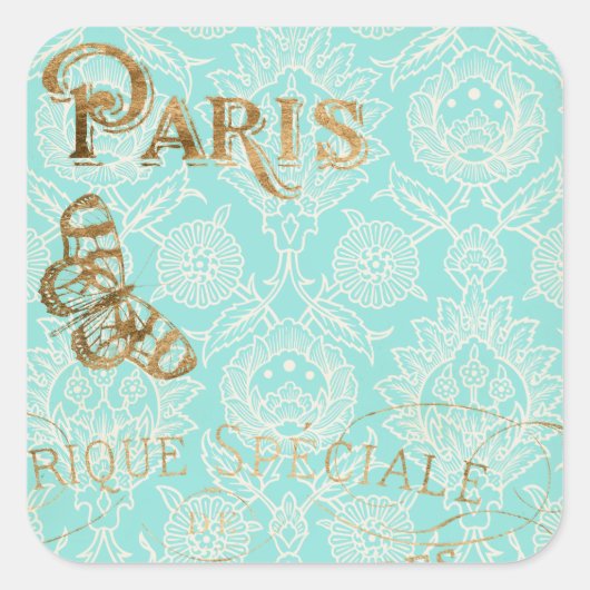  Paris Gold Design Vierkante Sticker (Voorkant)