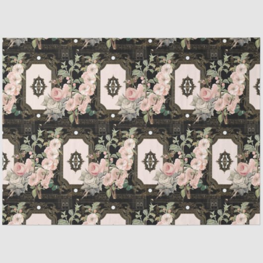 Paris Gold  Floral Black Ephemera ontkoppeling Tissuepapier (Voorkant)