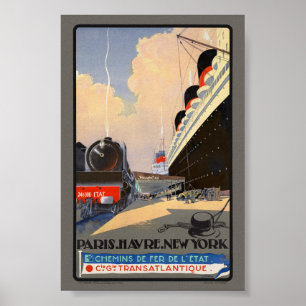 Paris Havre New York Frankrijk Vintage Poster 1930