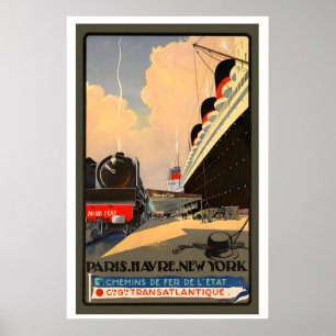 Paris Havre New York Franse Staatsspoorwegen Trein Poster