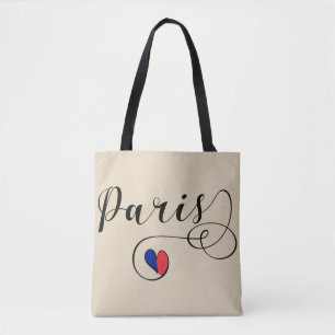 Paris Heart Grocery Bag, Frankrijk Tote Bag