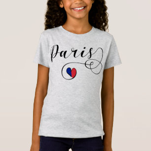 Paris Heart Tee Shirt, Frankrijk T-shirt