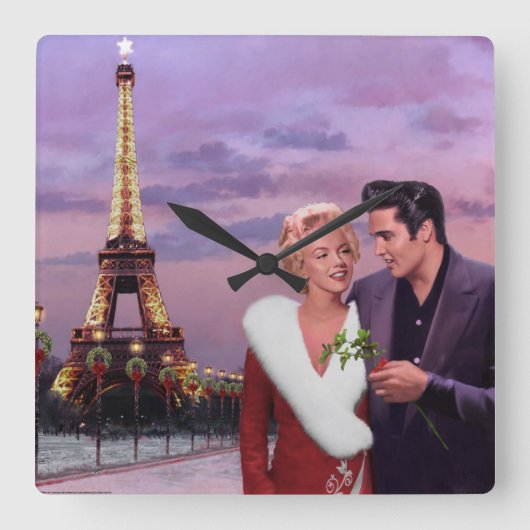 Paris Holiday Vierkante Klok (Voorkant)