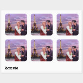 Paris Holiday Vierkante Sticker (Vel)