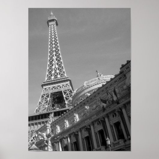 Paris Hotel in Las Vegas (B&W) Poster (Voorkant)