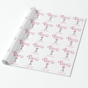 "PARIS I love you" in roze Cadeaupapier