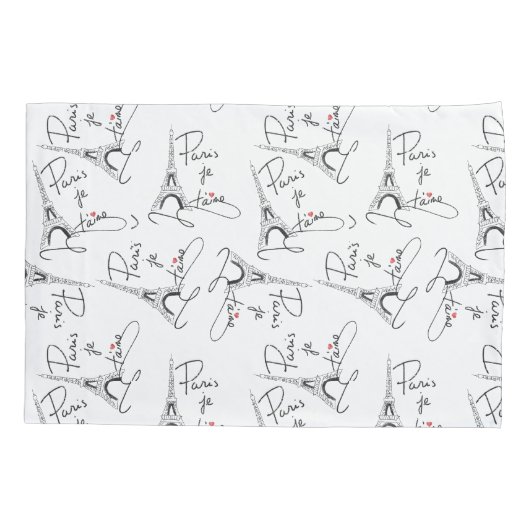 Paris I Love You Pattern Pink ID914 Kussensloop (Achterkant-Links)