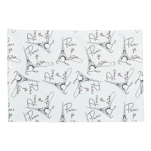 Paris I Love You Pattern Pink ID914 Kussensloop (Achterkant-Rechts)