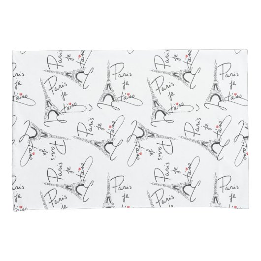 Paris I Love You Pattern Pink ID914 Kussensloop (Voorkant-Rechts)