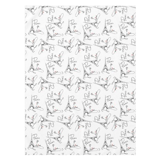 Paris I Love You Pattern Pink ID914 Tafelkleed (Voorkant)