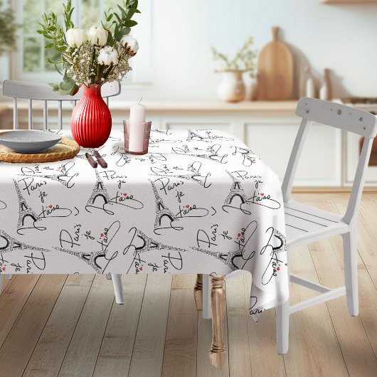 Paris I Love You Pattern Pink ID914 Tafelkleed