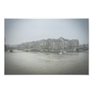 Paris Ile Saint-Louis op een Foggy Winters Morning Foto Afdruk