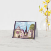 Paris Inspiré Tour Eiffel carte note gris (Fleur jaune)