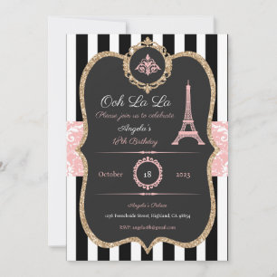 Paris Invitation, Paris Birthday, Vrijgezellenfees Kaart