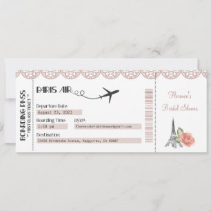 Paris Invitation, Paris Themafeest, Bruids, Baby Kaart