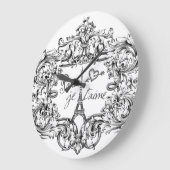 "Paris Je Taime" Eiffel Tower Scroll Print Grote Klok (Hoek)