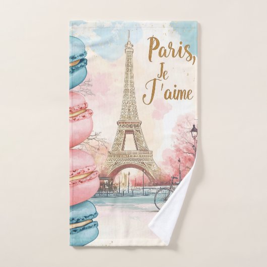 Paris, Je T'aime - Tour Eiffel avec Macarons (Serviette à main)