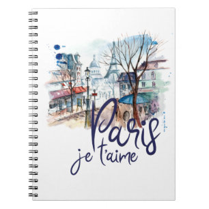 Paris Je t'aime Waterverf Calligraphy France Art Notitieboek