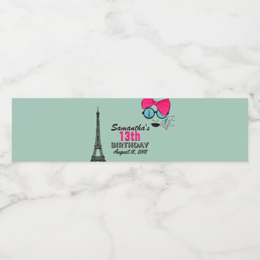 Paris Joyeux Étiquette de bouteille d'eau d'annive (Étiquettes simples)