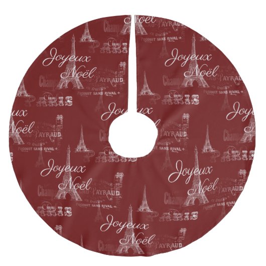 Paris Joyeux Noel Dark Red kerstboomrok Kerstboom Rok (Voorkant)