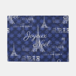 Paris Joyeux Noel Kerstblauw Doormat Deurmat