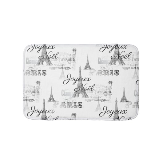 Paris Joyeux Noel Kerstmis B&W Bathmat Badmat (Voorkant)