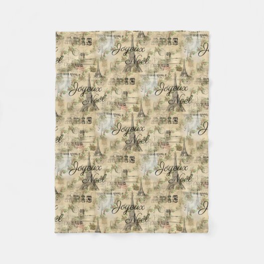 Paris Joyeux Noel Kerstmis Fleece Blanket (Voorkant)