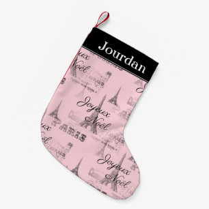 Paris Joyeux Noel Personal Pink Christmas Stocking Kleine Kerstsok