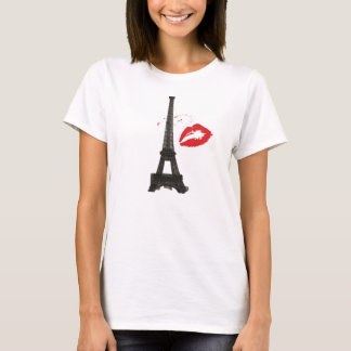 "Paris Kiss" Vrouwenbladerblad bovenaan, wit T-shirt