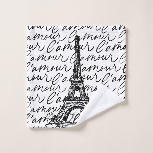 Paris L’Amore Black and White Eiffel - Romantic (Gant de toilette)