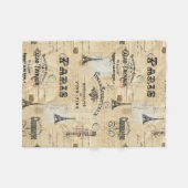 Paris Label Collage French Briefkaart Fleece Blank Deken (Voorkant (Horizontaal))