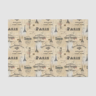 Paris Label Collage French Briefkaarten Weefselpap Tissuepapier
