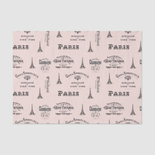 Paris Label Collage Pink-weefselpapier Tissuepapier (Voorkant)