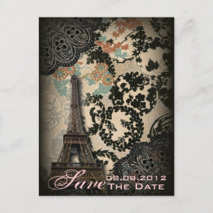 Paris Lace vintage bruiloft save the date Aankondigingskaart