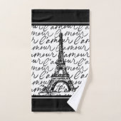 Paris L'Amour Noir et Blanc Eiffel - Romantique (Serviette à main)