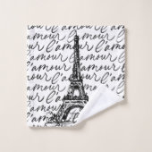 Paris L'Amour Noir et Blanc Eiffel - Romantique (Gant de toilette)