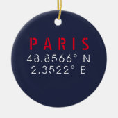 Paris lengitude Latitude Navy Keramisch Ornament (Voorkant)