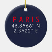 Paris lengitude Latitude Navy Keramisch Ornament (Achterkant)