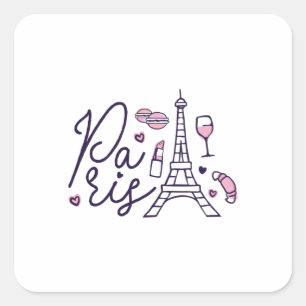 Paris Lettering Vierkante Sticker