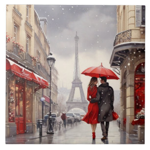 Paris Liefde: Romantische Winter Eiffeltoren Wande Tegeltje