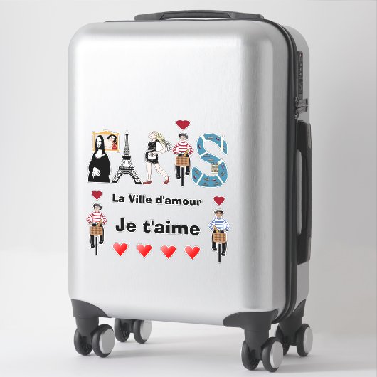 Paris liefdesstad Ik hou van je Sticker (Koffer)