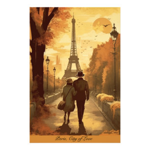 Paris Liefdesverhaal Gouden Uur Aandenken Foto Afdruk