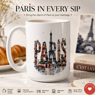 Paris liefhebber stad volle kleur tshirt koffiemok